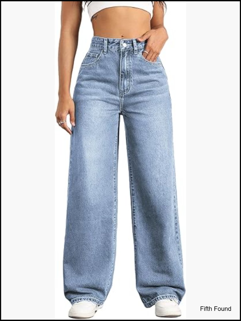 High Waisted Wide Leg Loose Stretchy Boyfriend Denim Pants Baggy Jeans For Women